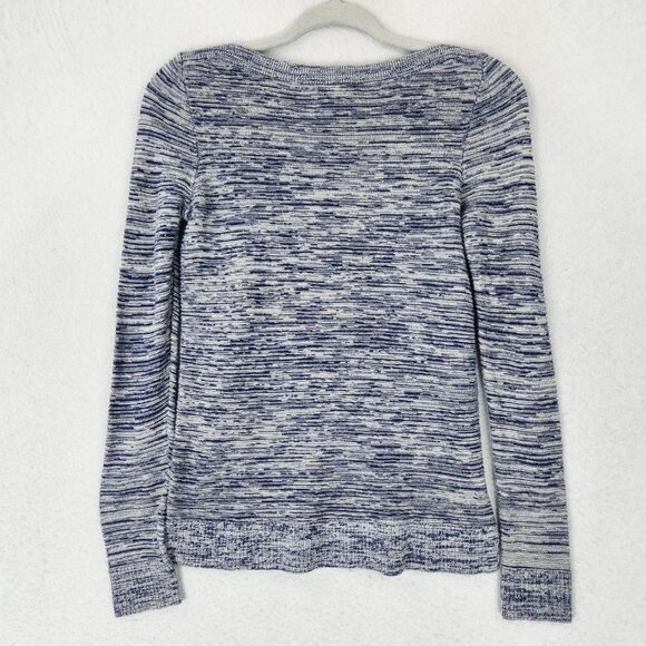 Ann Taylor Sweater Womens Small Blue White Space Dye Knit Crew Neck Pullover - Picture 8 of 9
